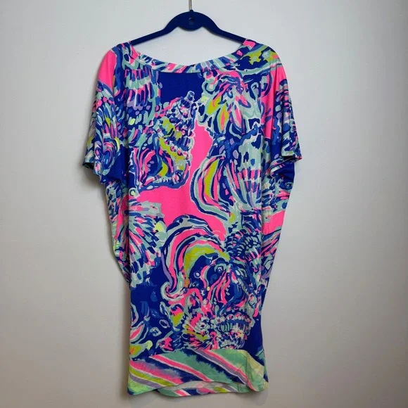 Lilly Pulitzer Lowe Dress M Colorful Print Stretch Preppy Coastal Resortwear - Picture 2 of 14